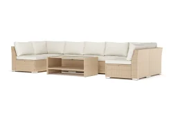 Comfort Garden Veranda & Terrasse|Loungesett-Wisconsin utendørs U-sofa 7-seter med åpen avslutning Beige