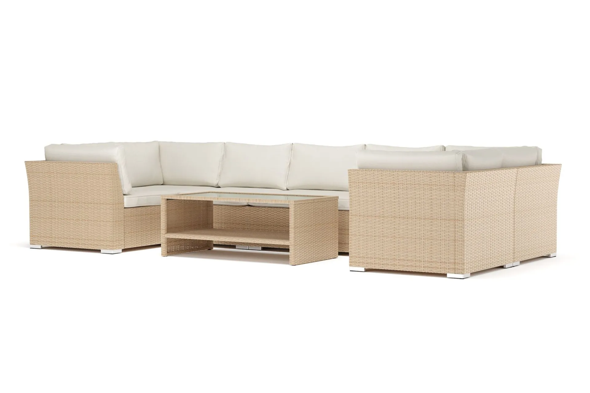 Comfort Garden Wisconsin utendørs U-sofa 7-seter med lukket avslutning