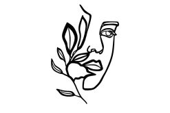 Skilt-Woman Face Behind The Branch Veggdekor Svart