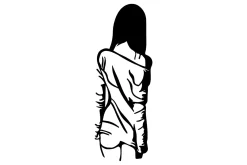 Skilt-Woman With Loose Dress Veggdekor Svart