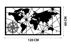 Skilt-World Map 1 Large Veggdekor Svart