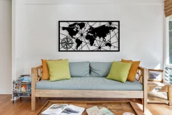 Skilt-World Map 1 Large Veggdekor Svart