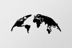 Skilt-World Map Medium Veggdekor Svart
