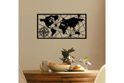Skilt-World Map Medium Veggdekor Svart