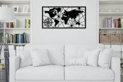 Skilt-World Map Medium Veggdekor Svart