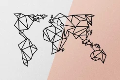 World Map Metal Decor Veggdekor