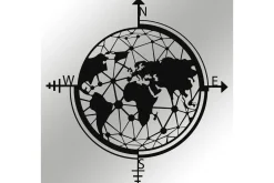 Skilt-World Map Veggdekor Svart