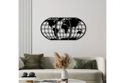 Skilt-World Map 11 Veggdekor Svart