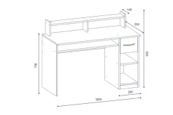 Kontorbord-Yemisen Skrivebord 120 cm med Oppbevaringsskuff + Hyller Hvit