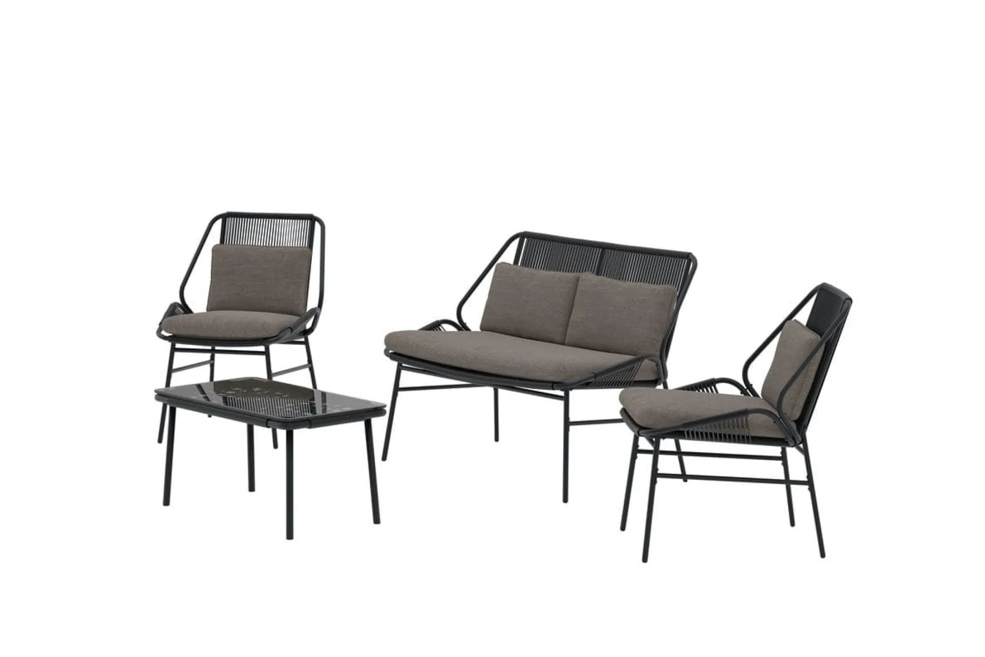 Venture Home Veranda & Terrasse|Loungesett-Zakynthos sofagruppe 2-seters sofa + 2 lenestoler med bord utendørs Svart
