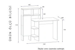 Kontorbord-Zeko Skrivebord 120 cm med Oppbevaringshylle Eik