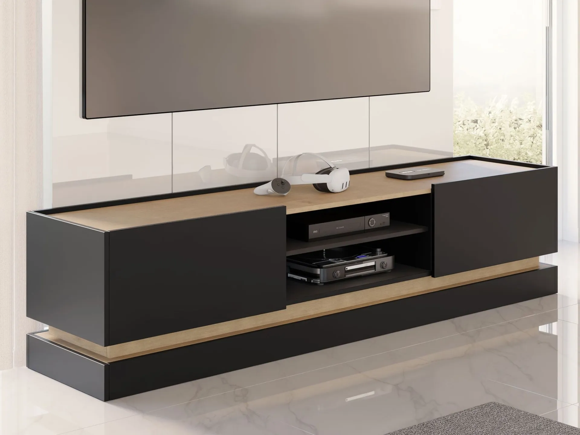 Tv-Benk & Mediabenk-Zelric TV-benk 200 cm Svart