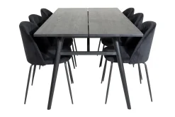 Venture Home Spisegrupper-Zenazmi Forlengningsbar Spisegruppe 195 cm inkl. 6 Foyos Sto Svart