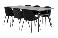 Venture Home Spisegrupper-Zenazmi Forlengningsbar Spisegruppe 195 cm inkl. 6 Foyos Sto Svart