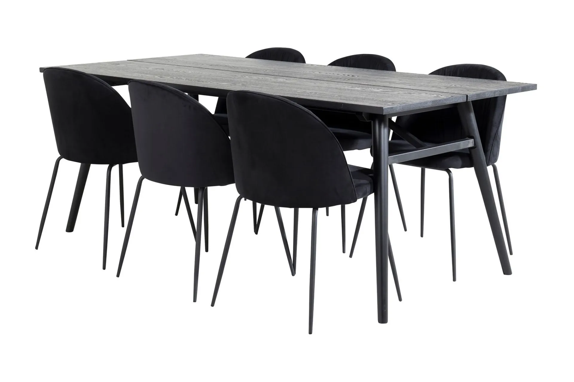 Venture Home Spisegrupper-Zenazmi Forlengningsbar Spisegruppe 195 cm inkl. 6 Foyos Sto Svart
